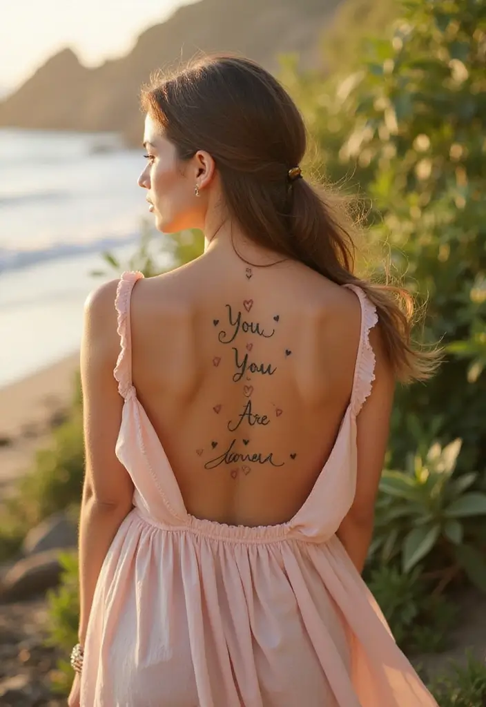 32+ Spine Tattoos For Women Quotes: Meaningful Lines For Your Back - 14. 'You Are Loved'