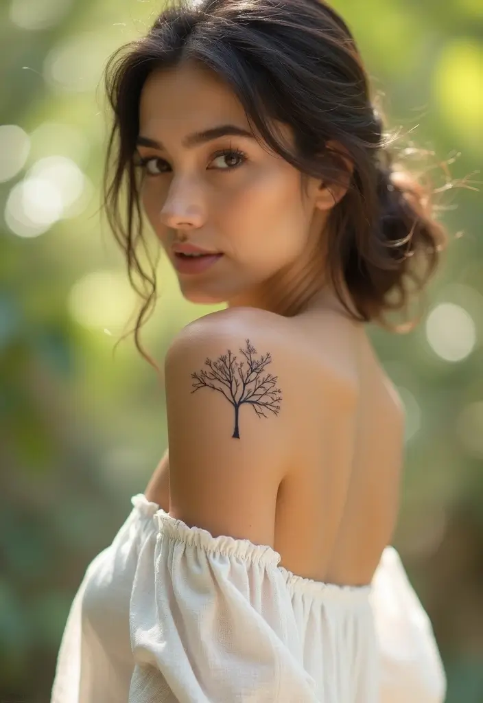 33+ Tattoos For Women Meaningful: Ideas With Deep Symbolism - 10. Minimalist Tree