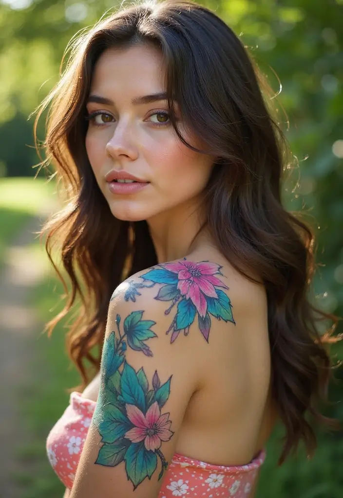 35+ Shoulder Tattoo Ideas For Women: Elegant & Chic Choices - 11. Watercolor Tattoos