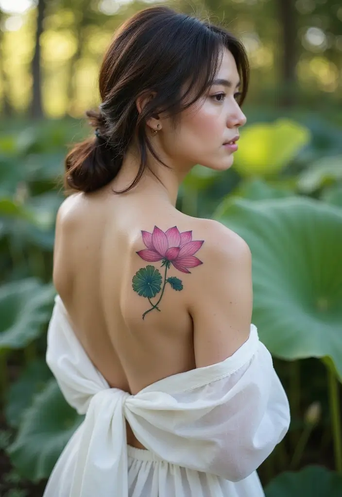35+ Shoulder Tattoo Ideas For Women: Elegant & Chic Choices - 16. Lotus Flower