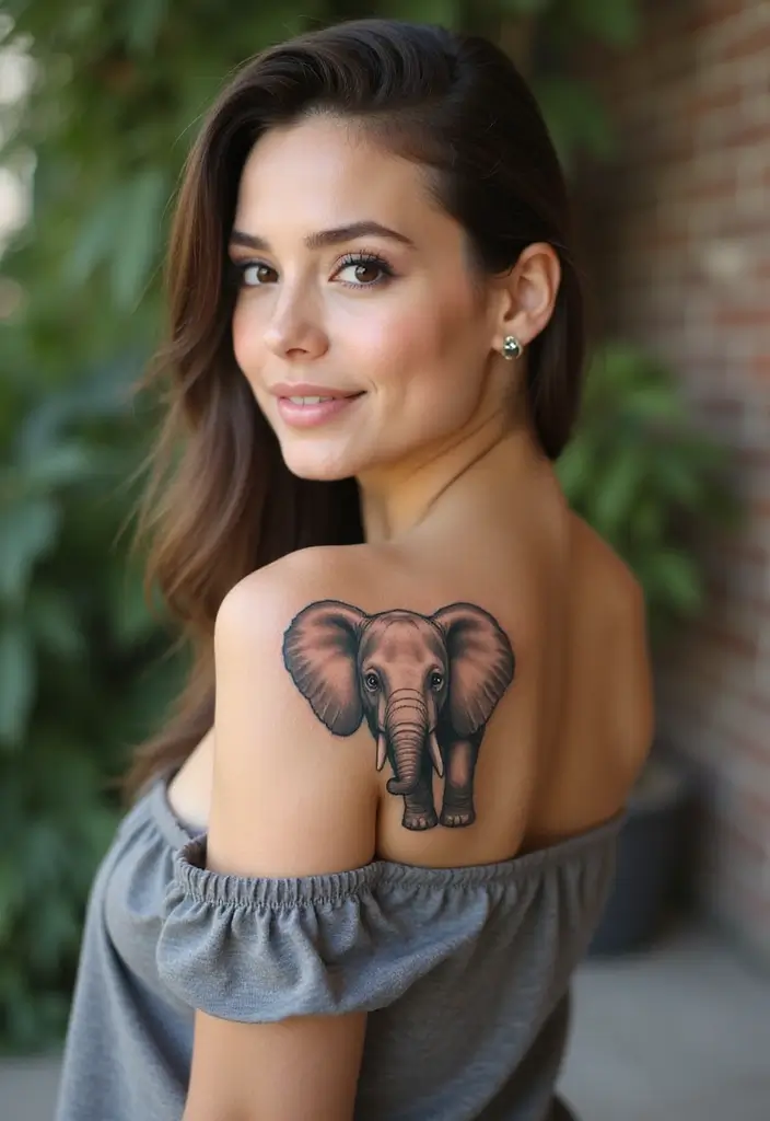 35+ Shoulder Tattoo Ideas For Women: Elegant & Chic Choices - 28. Baby Elephants