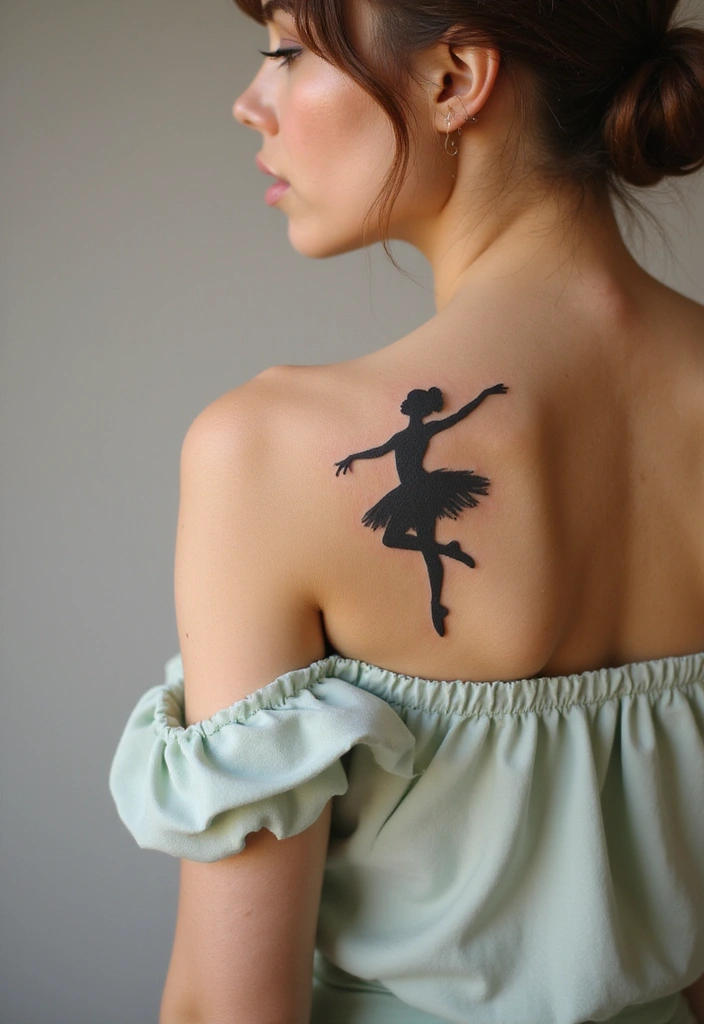 35+ Shoulder Tattoo Ideas For Women: Elegant & Chic Choices - 30. Ballerina Silhouette