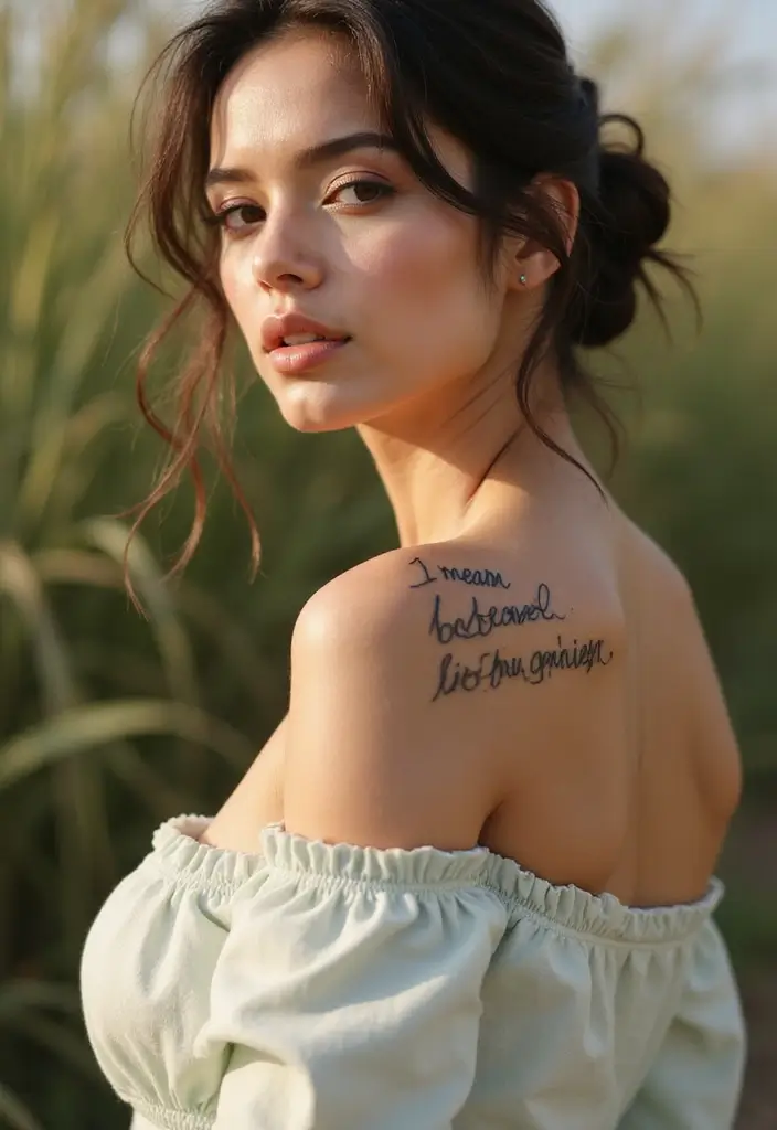 35+ Shoulder Tattoo Ideas For Women: Elegant & Chic Choices - 5. Scripted Quotes
