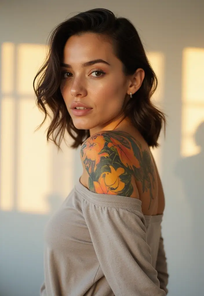 35+ Shoulder Tattoo Ideas For Women: Elegant & Chic Choices - 6. Abstract Art