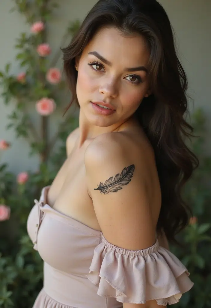 35+ Shoulder Tattoo Ideas For Women: Elegant & Chic Choices - 7. Feather Designs