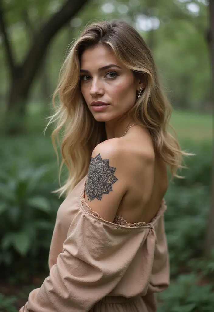 35+ Shoulder Tattoo Ideas For Women: Elegant & Chic Choices - 8. Mandala Patterns