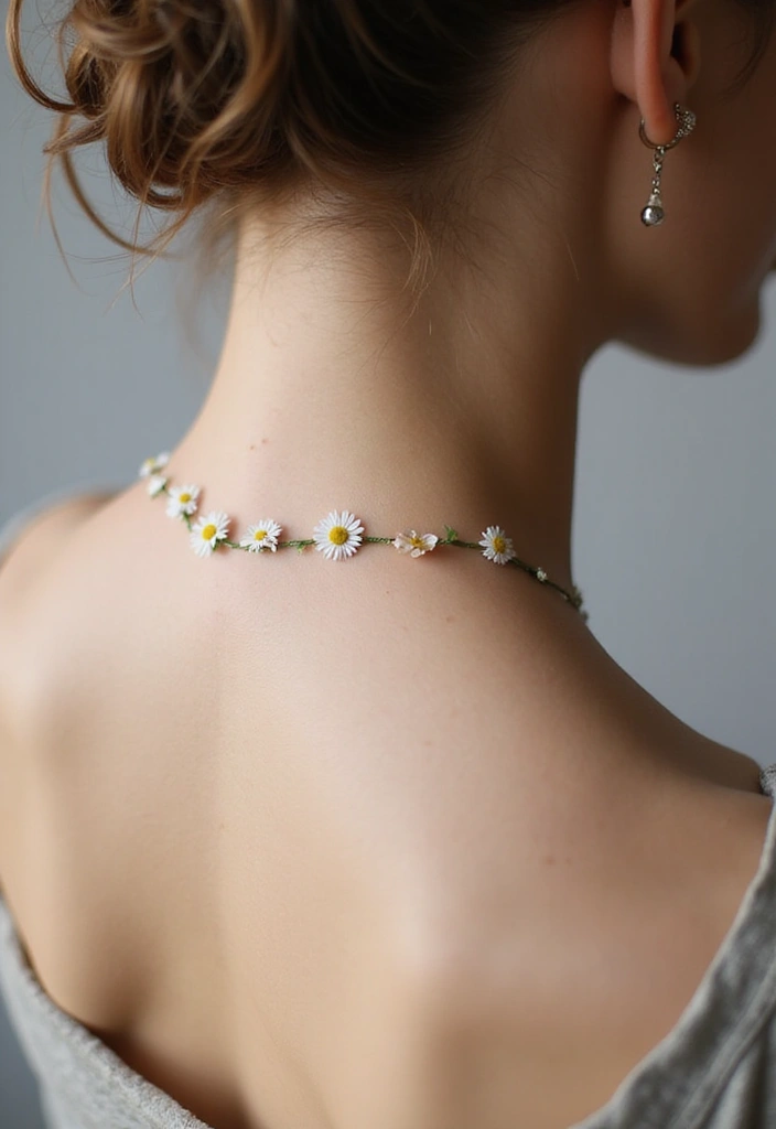 36+ Spine Tattoos For Women Flowers: Gorgeous Floral Back Ink - 1. Delicate Daisy Chain