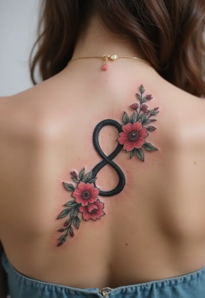 36+ Spine Tattoos For Women Flowers: Gorgeous Floral Back Ink - 24. Floral Infinity