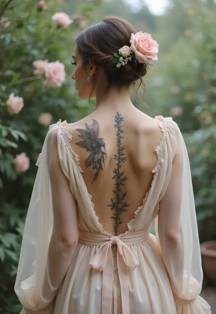 37+ Western Spine Tattoos For Women: Unique Styles From The West - 31. Ethereal Spirits