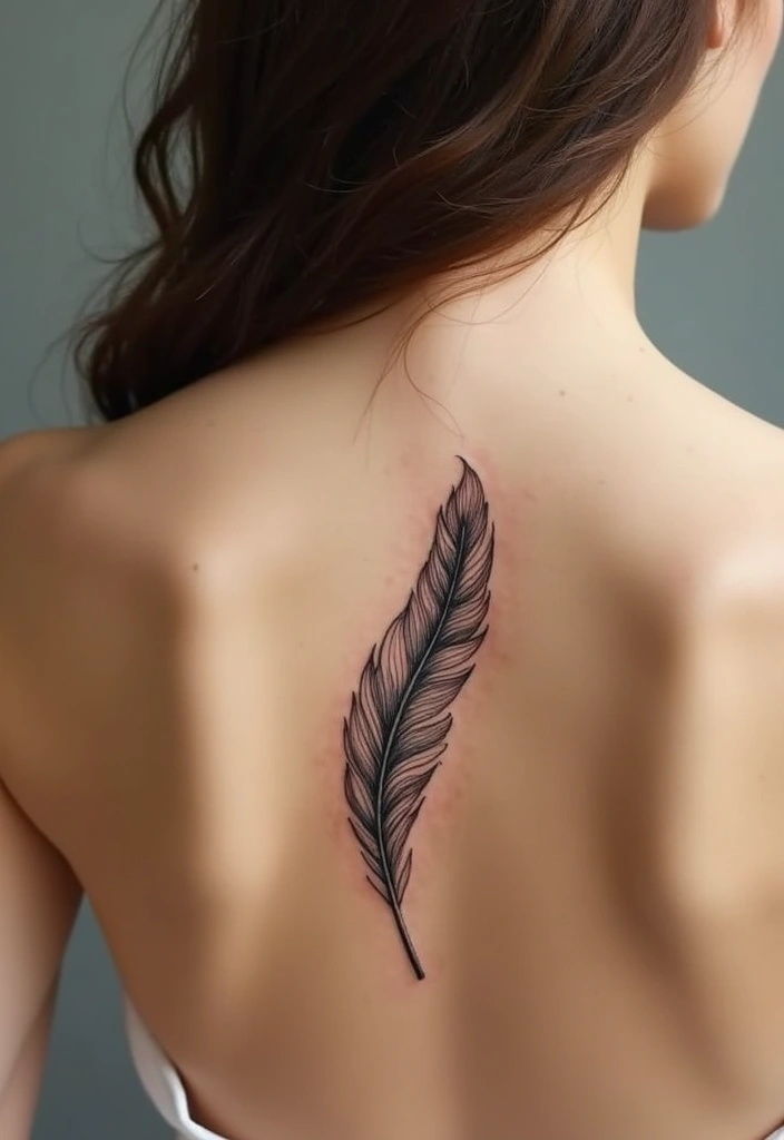 38+ Spine Tattoos For Women Unique: Standout Designs For Your Back - 17. Feather Tattoos