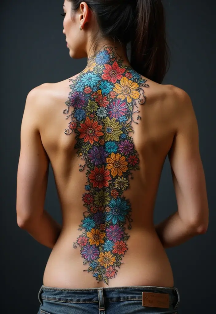 38+ Spine Tattoos For Women Unique: Standout Designs For Your Back - 34. Stained Glass Tattoos
