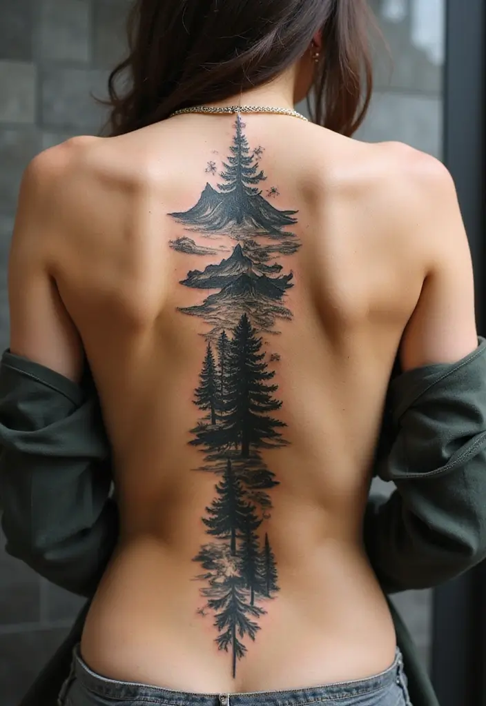38+ Spine Tattoos For Women Unique: Standout Designs For Your Back - 6. Nature-Inspired Designs