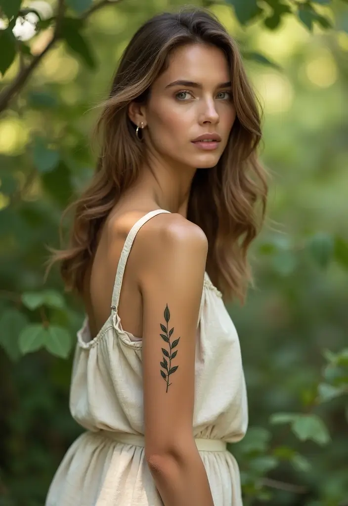 39+ Spine Tattoos For Women Fine Line: Delicate & Minimalist Ideas - 24. Minimalist Leaves