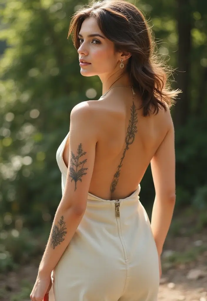 39+ Spine Tattoos For Women Fine Line: Delicate & Minimalist Ideas - 31. Symbolic Keys