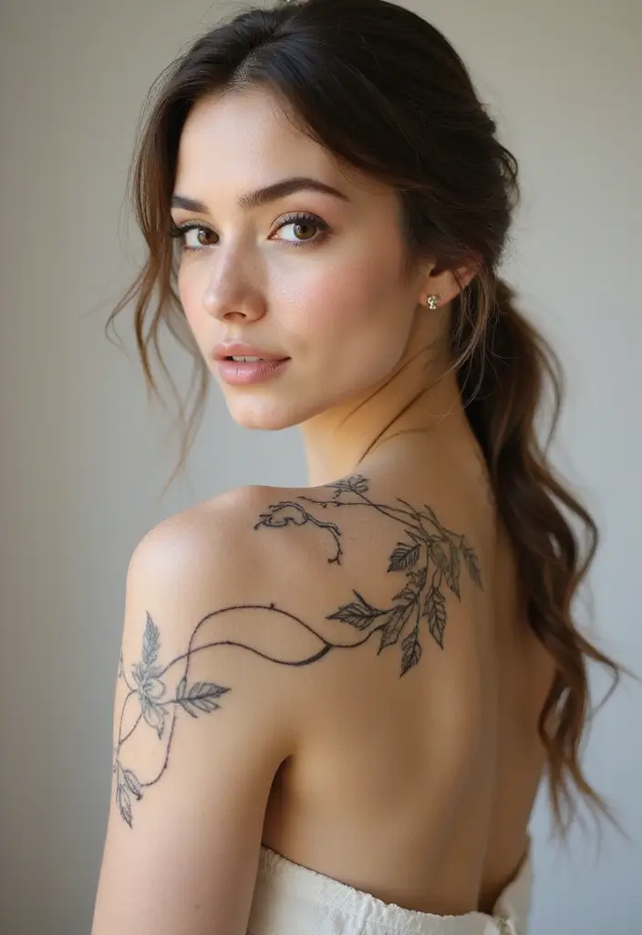39+ Spine Tattoos For Women Fine Line: Delicate & Minimalist Ideas - 4. Botanical Bliss