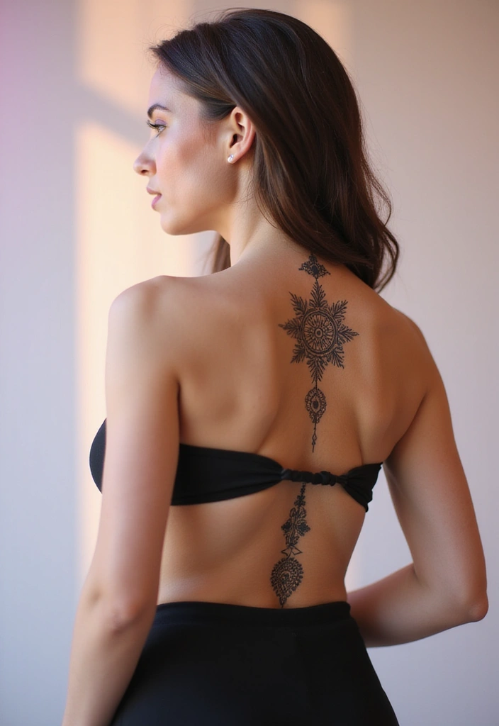 39+ Spine Tattoos For Women Fine Line: Delicate & Minimalist Ideas - 9. Fine Line Mandalas