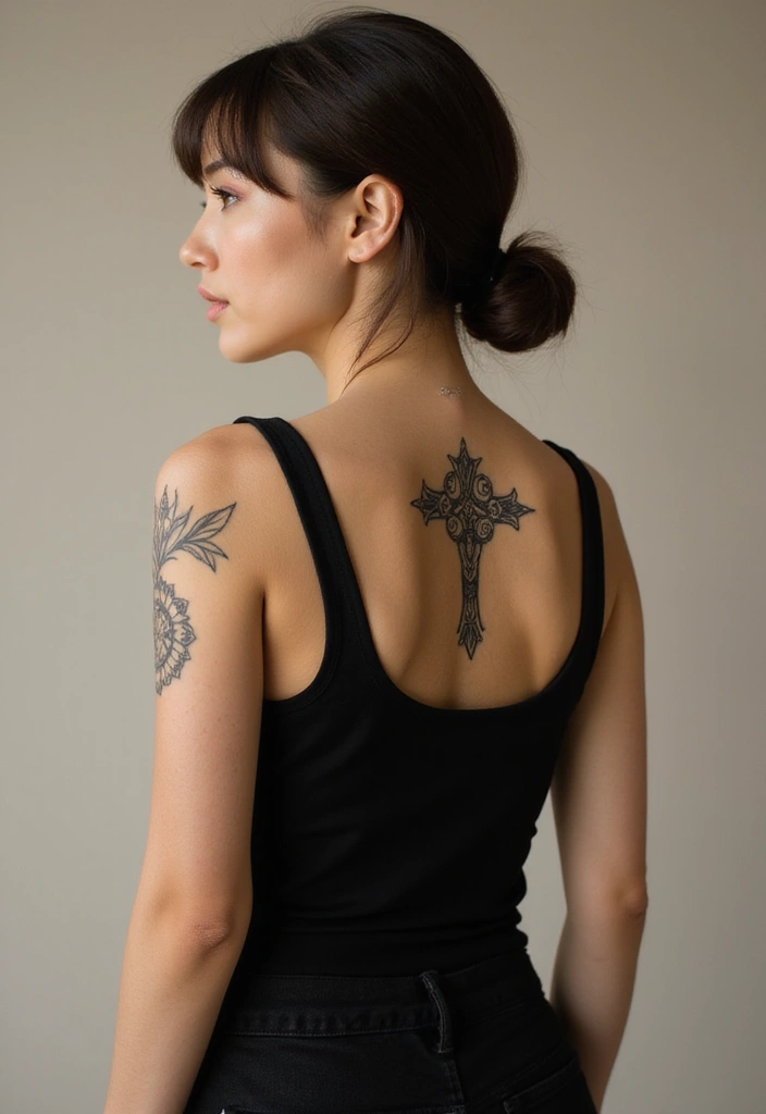 40+ Cross Tattoos For Women: Spiritual & Stylish Inspiration - 22. Cross with Geometric Patterns
