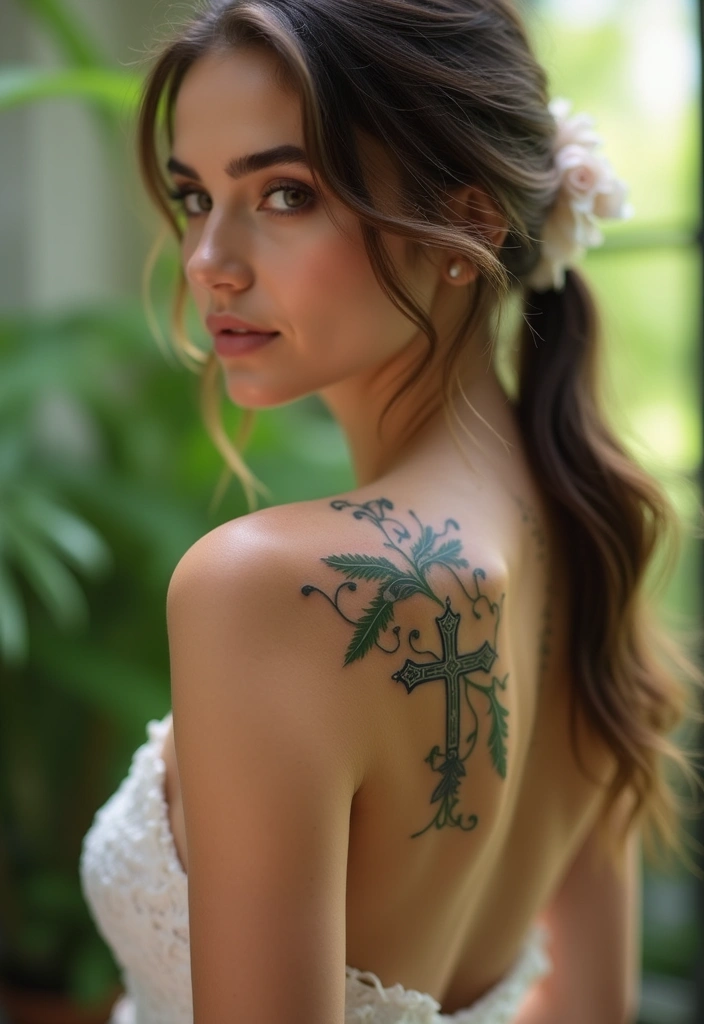 40+ Cross Tattoos For Women: Spiritual & Stylish Inspiration - 28. Cross with Elements of Nature