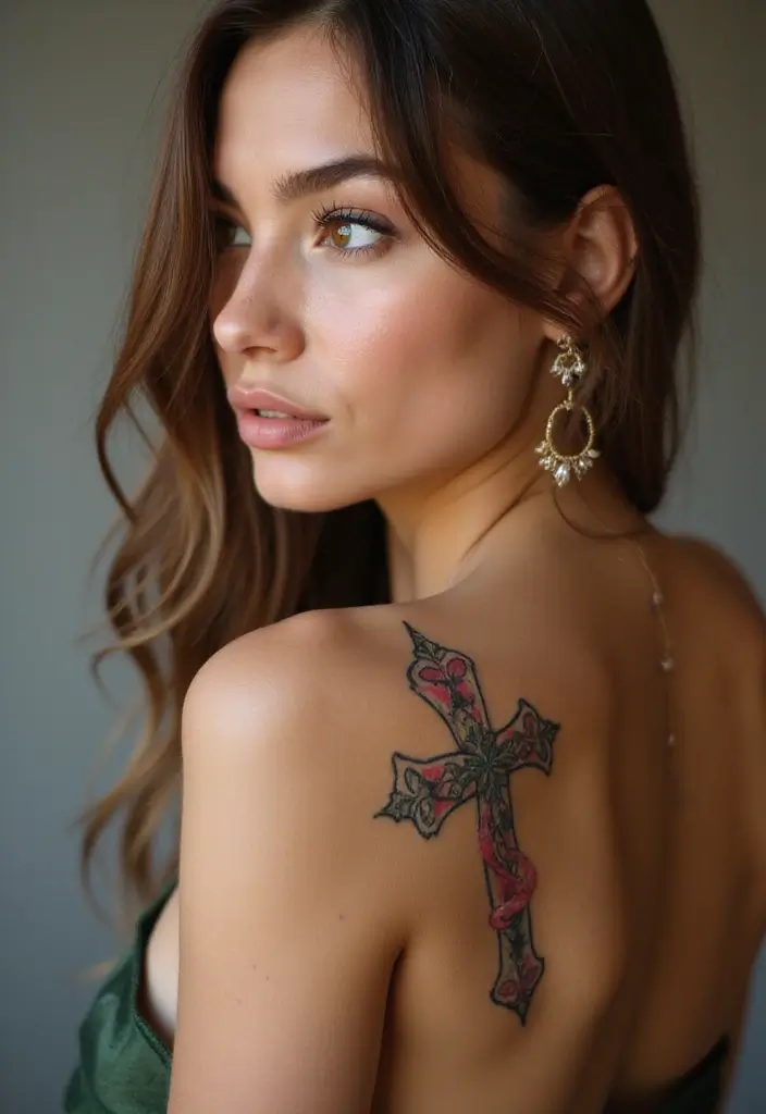 40+ Cross Tattoos For Women: Spiritual & Stylish Inspiration - 3. Heart-Shaped Cross