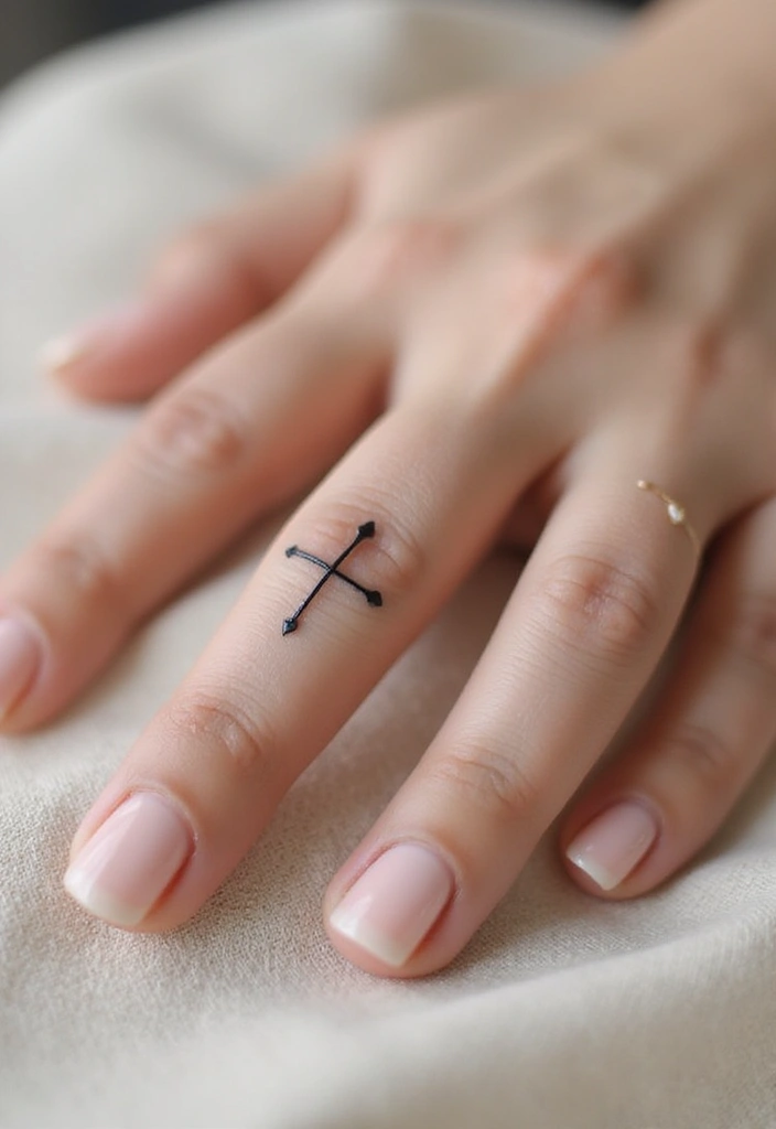 40+ Cross Tattoos For Women: Spiritual & Stylish Inspiration - 30. Dainty Cross Finger Tattoo