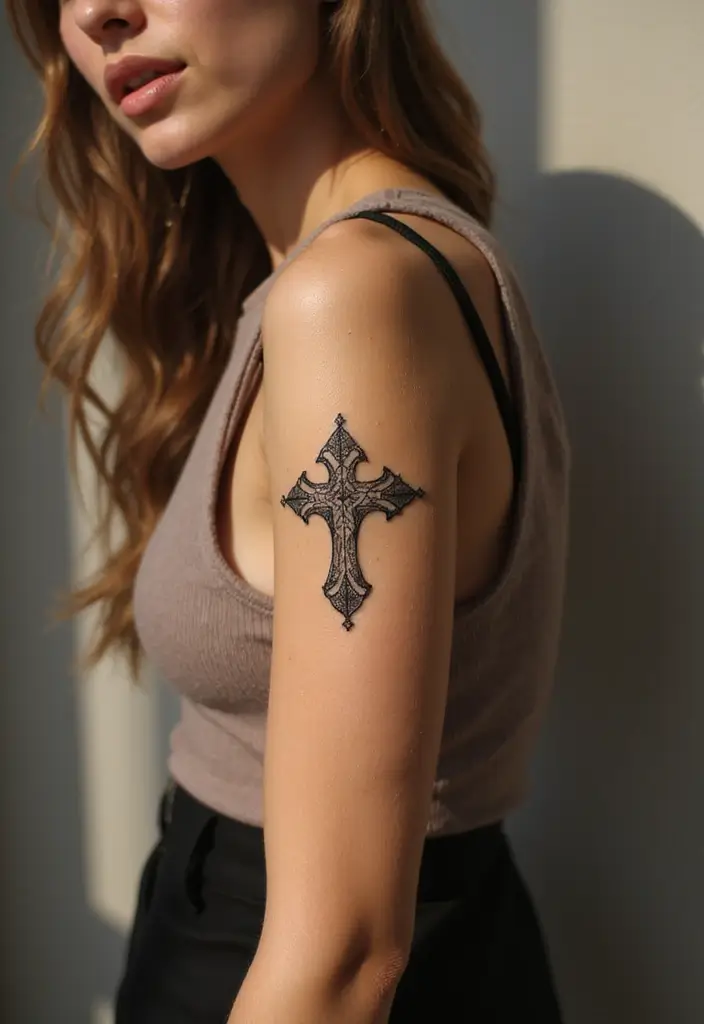 40+ Cross Tattoos For Women: Spiritual & Stylish Inspiration - 4. Geometric Cross