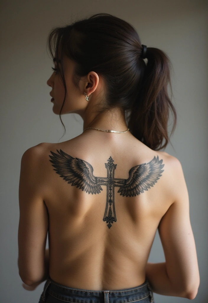 40+ Cross Tattoos For Women: Spiritual & Stylish Inspiration - 8. Cross with Wings