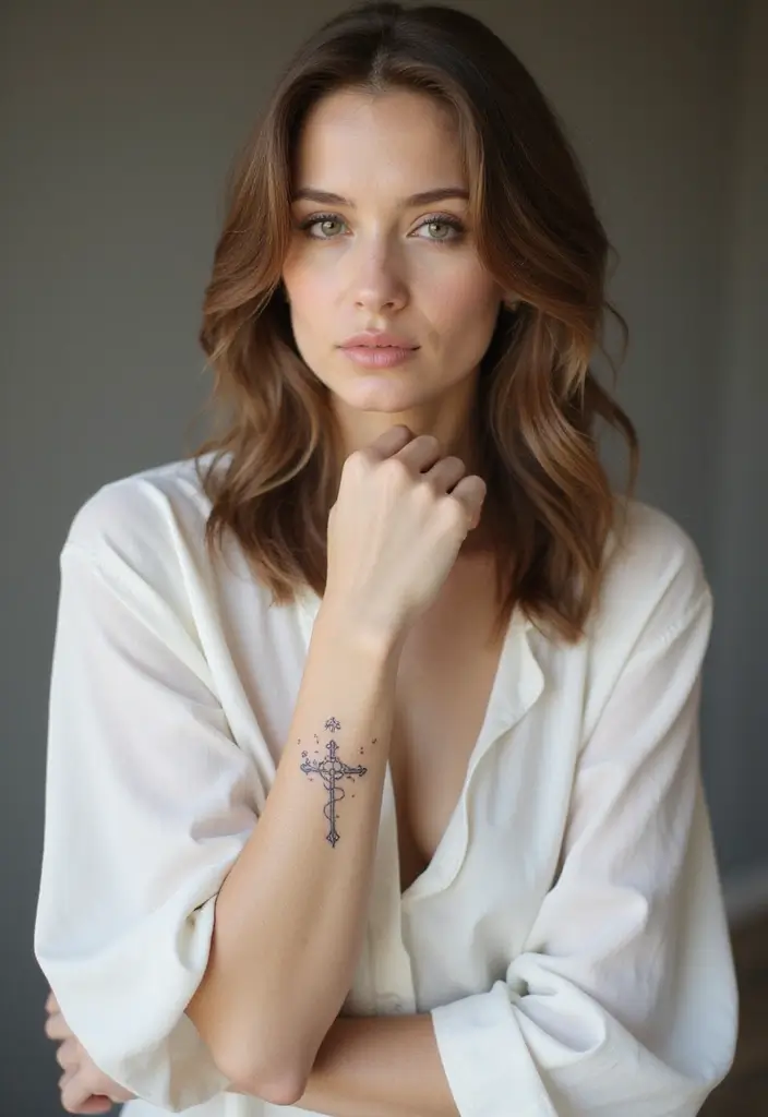 41+ Cross Tattoos For Women On Wrist: Subtle & Powerful Designs - 11. Cross with Birds