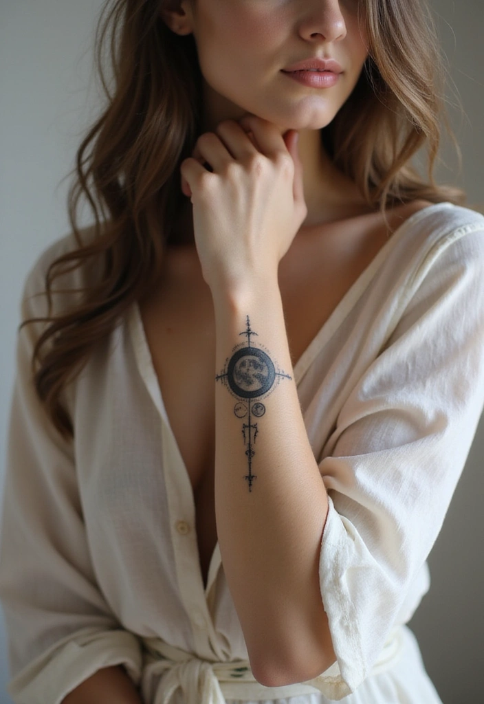 41+ Cross Tattoos For Women On Wrist: Subtle & Powerful Designs - 13. Cross with Moon Phases