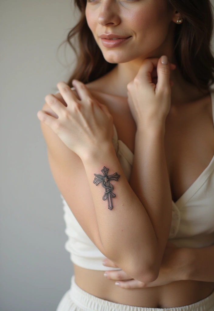 41+ Cross Tattoos For Women On Wrist: Subtle & Powerful Designs - 20. Cross with a Butterfly