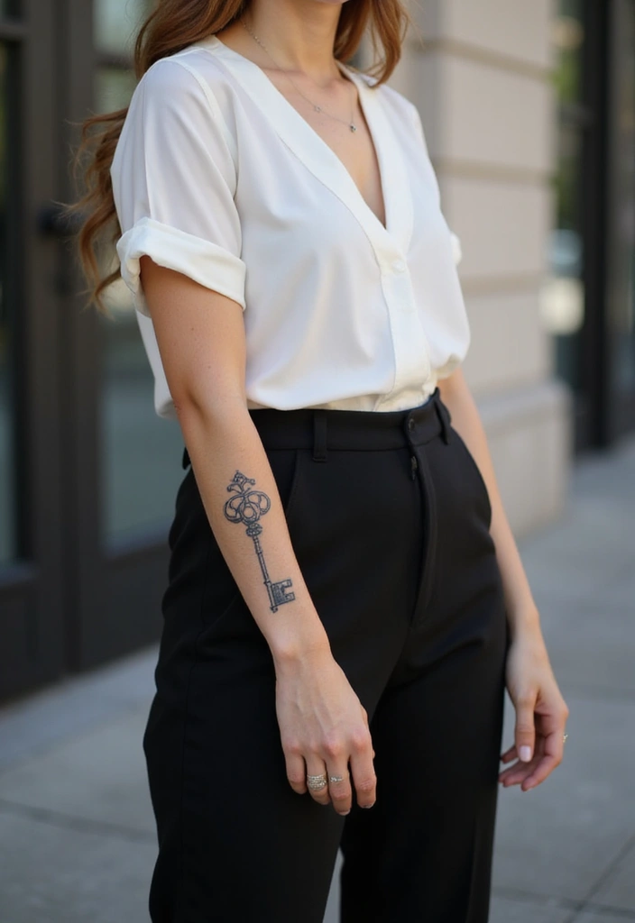 41+ Cross Tattoos For Women On Wrist: Subtle & Powerful Designs - 25. Cross with a Key