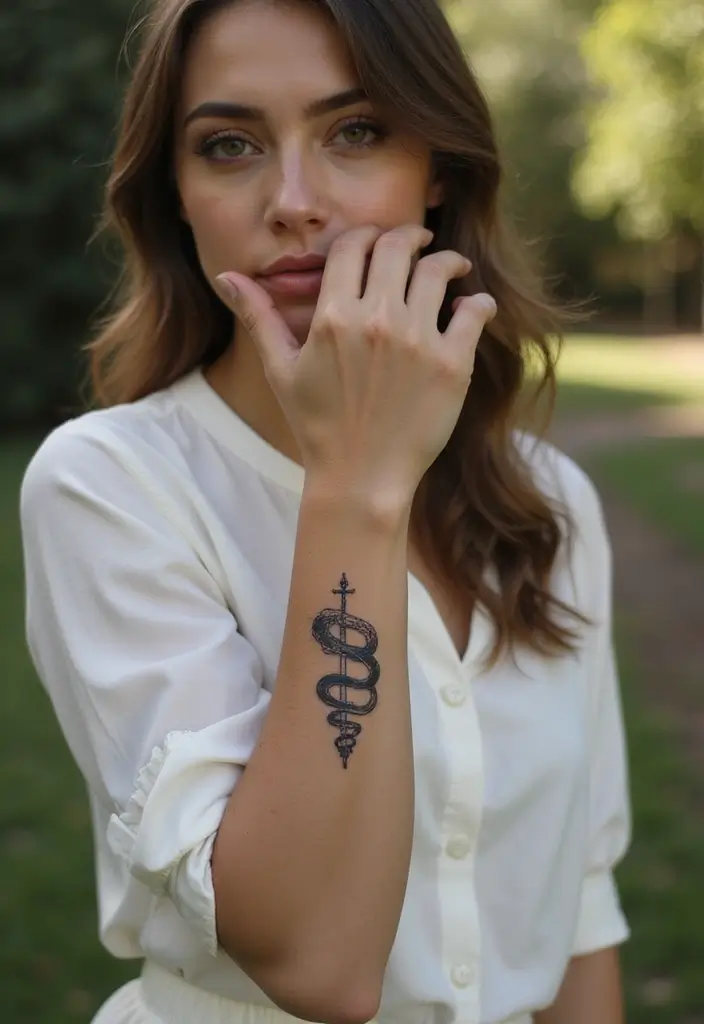 41+ Cross Tattoos For Women On Wrist: Subtle & Powerful Designs - 28. Cross with a Snake