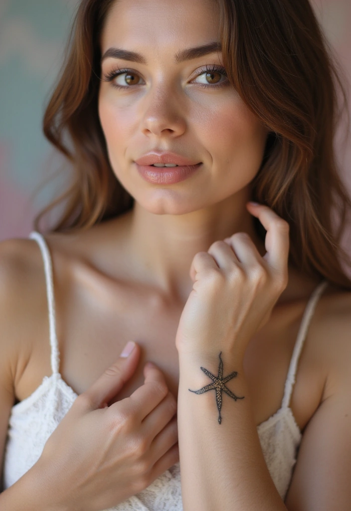 41+ Cross Tattoos For Women On Wrist: Subtle & Powerful Designs - 36. Cross with a Starfish