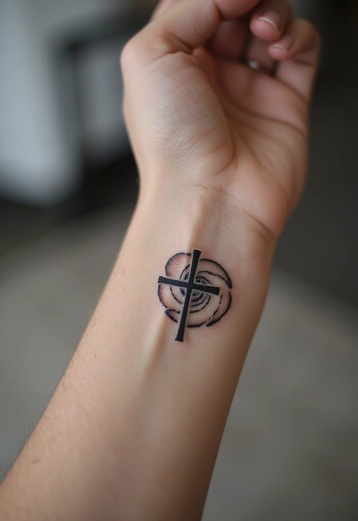 41+ Cross Tattoos For Women On Wrist: Subtle & Powerful Designs - 39. Cross with a Spiral Shell