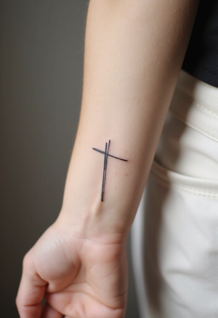 42+ Small Cross Tattoos For Women: Minimalist Faith Symbols - 1. The Classic Minimalist Cross