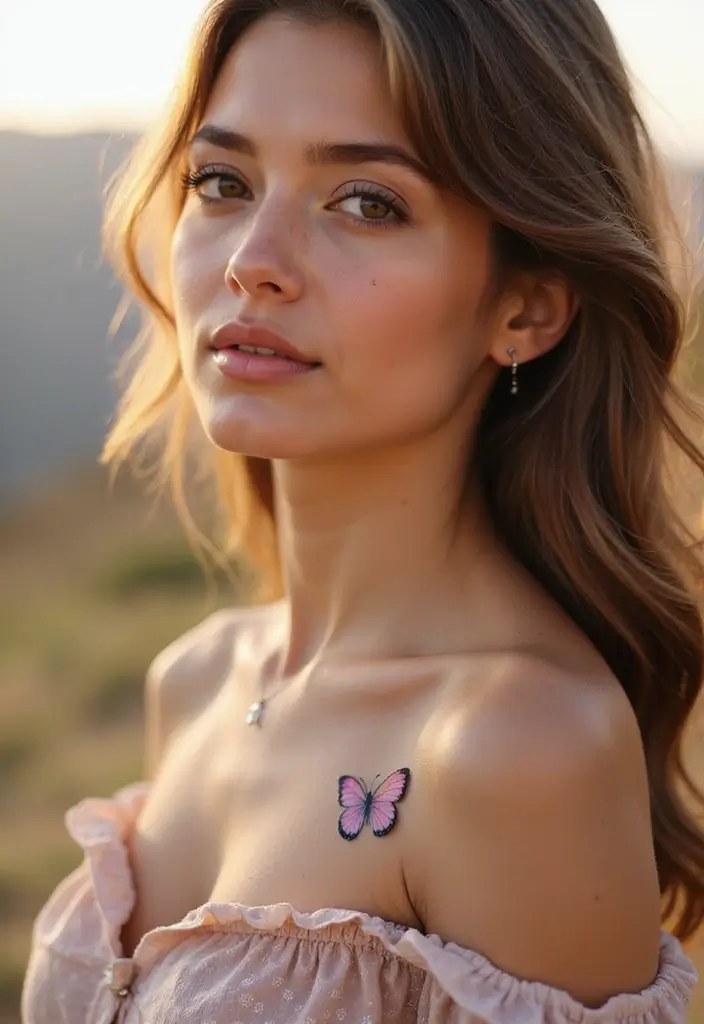 42+ Small Cross Tattoos For Women: Minimalist Faith Symbols - 29. Cross with a Butterfly