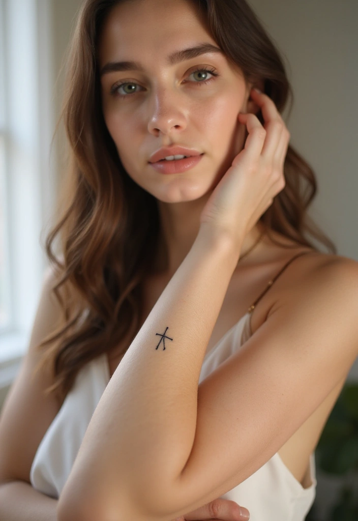 42+ Small Cross Tattoos For Women: Minimalist Faith Symbols - 37. Cross with a Water Droplet