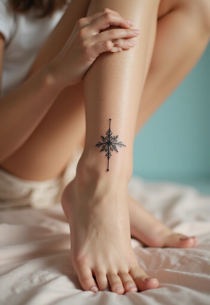 42+ Small Cross Tattoos For Women: Minimalist Faith Symbols - 38. Cross with a Snowflake
