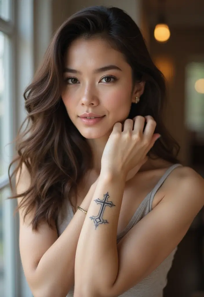 42+ Small Cross Tattoos For Women: Minimalist Faith Symbols - 5. Geometric Cross Tattoo