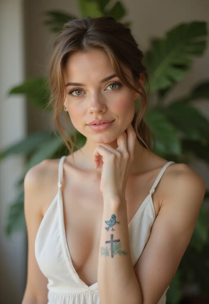 43+ Small Christian Tattoos For Women: Meaningful Spiritual Ink - 15. Small Bird with a Cross