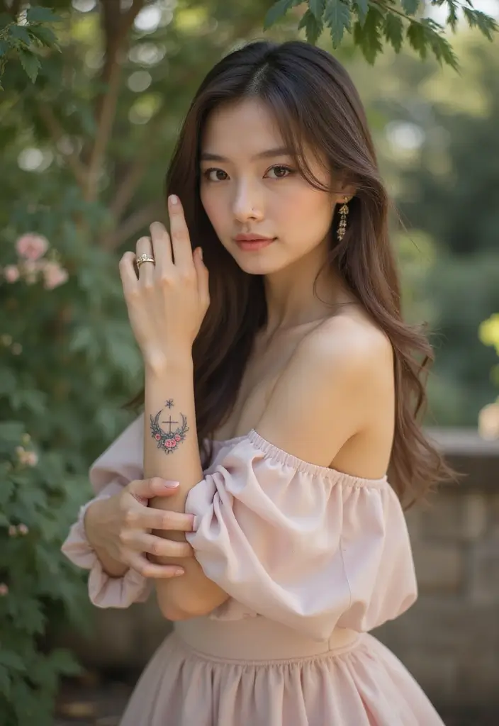 43+ Small Christian Tattoos For Women: Meaningful Spiritual Ink - 22. Crescent Moon and Cross