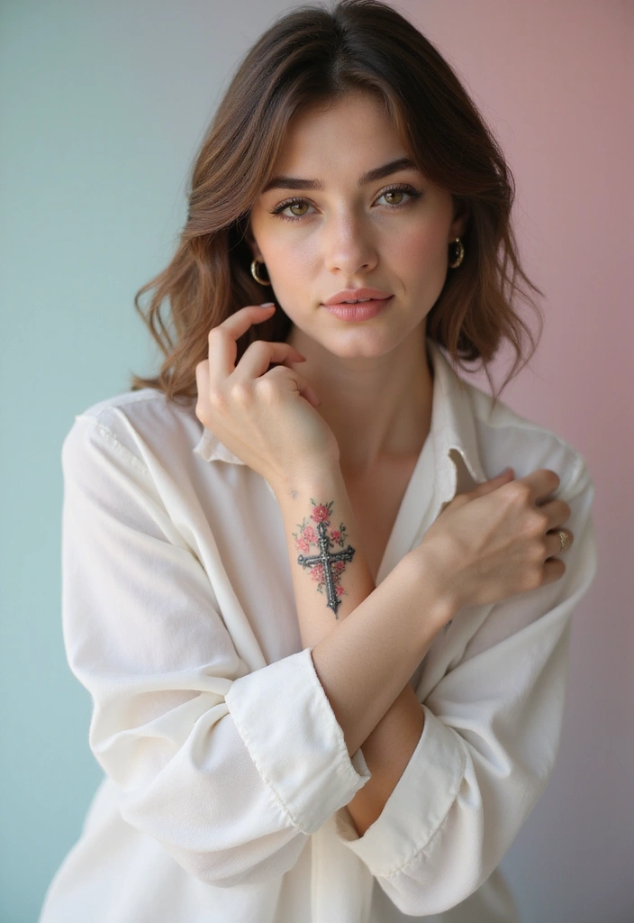 43+ Small Christian Tattoos For Women: Meaningful Spiritual Ink - 31. Small Hand with a Cross