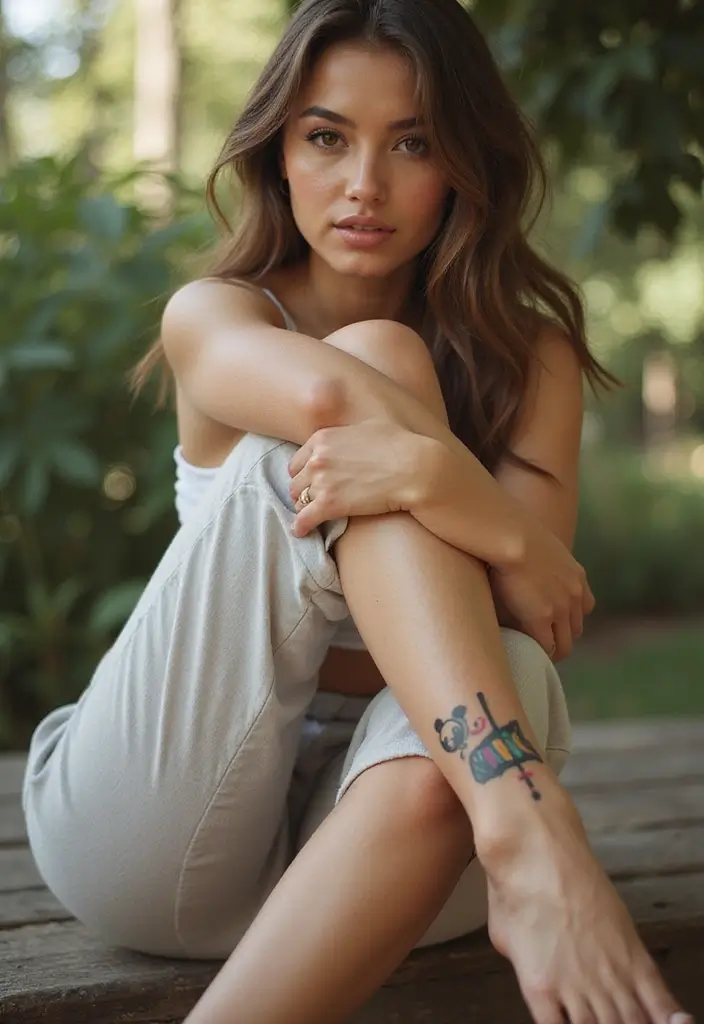 43+ Small Christian Tattoos For Women: Meaningful Spiritual Ink - 36. Small Panda with a Cross