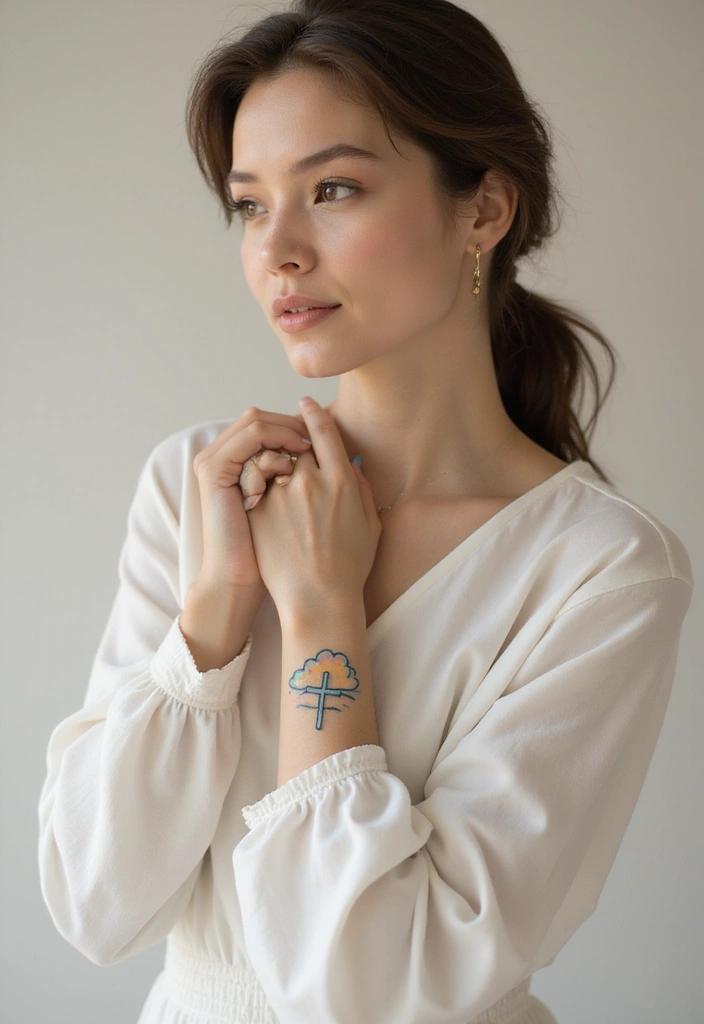 43+ Small Christian Tattoos For Women: Meaningful Spiritual Ink - 39. Small Cloud with a Cross