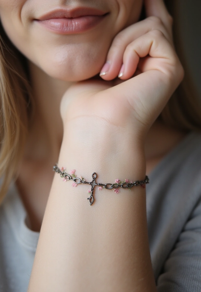 43+ Small Christian Tattoos For Women: Meaningful Spiritual Ink - 40. Small Chain with a Cross