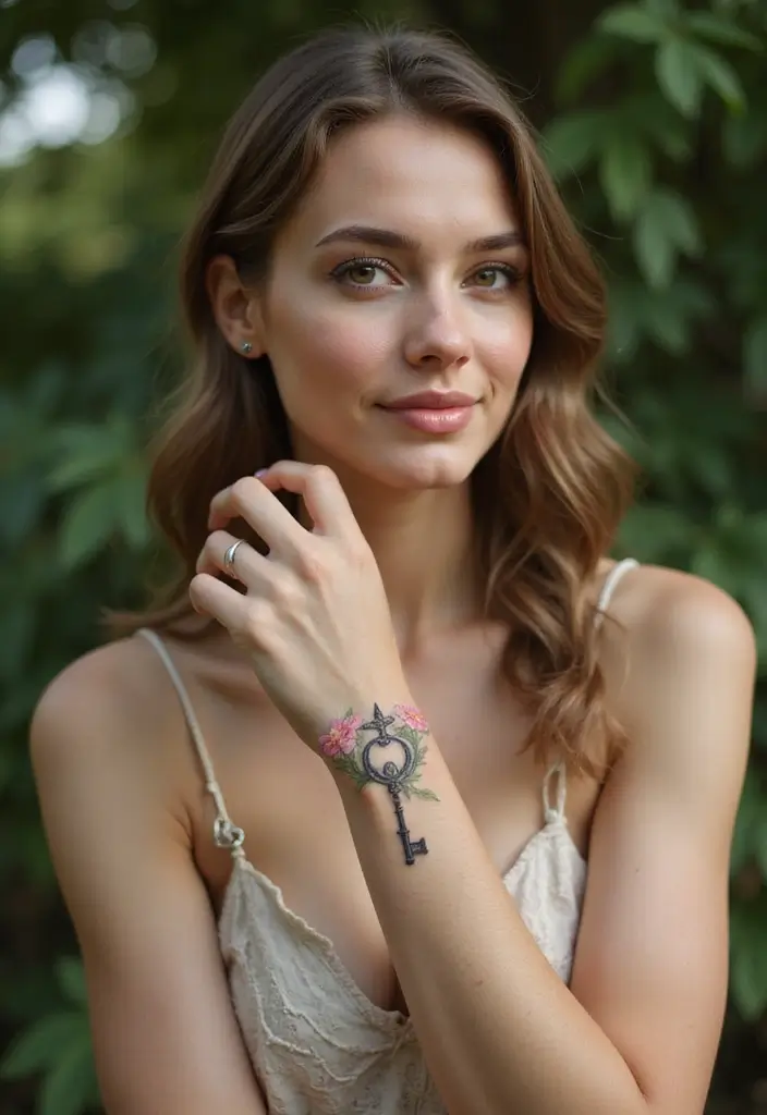 43+ Small Christian Tattoos For Women: Meaningful Spiritual Ink - 42. Small Key and Cross