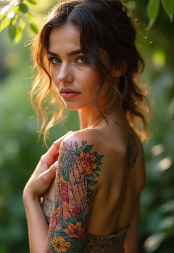 43+ Small Christian Tattoos For Women: Meaningful Spiritual Ink - 6. Praying Hands with Flowers