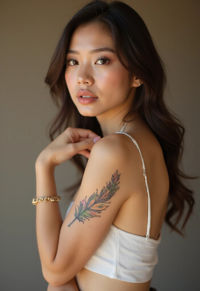 43+ Small Christian Tattoos For Women: Meaningful Spiritual Ink - 8. Feather with a Cross