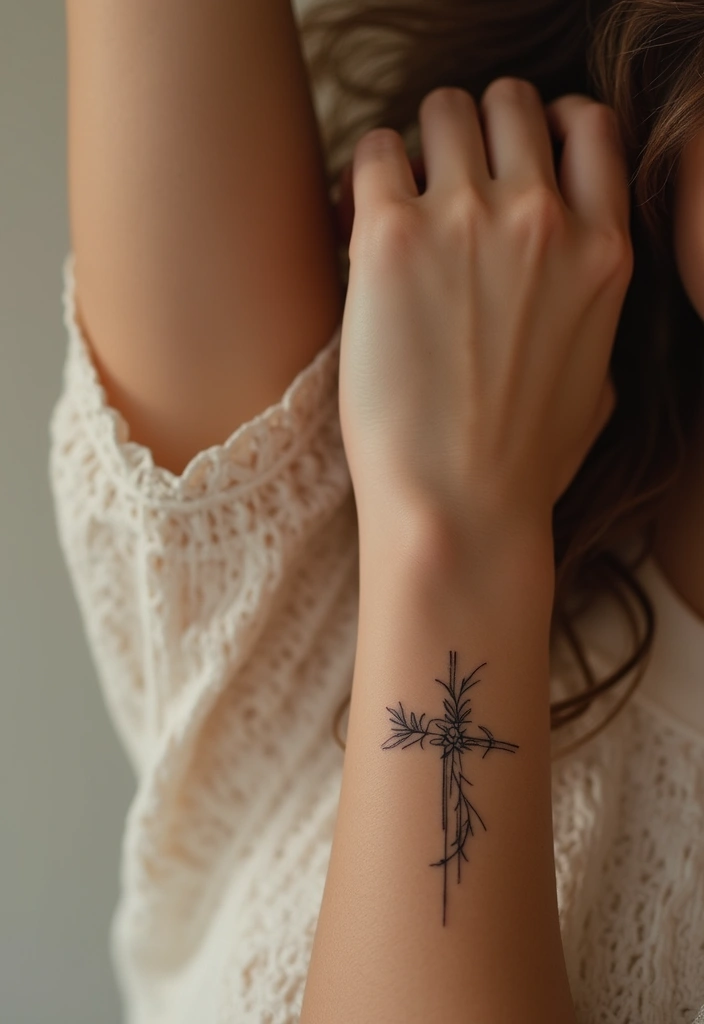 44+ Christian Tattoos For Women Unique: Creative Faith-Based Designs - 1. Delicate Cross Design