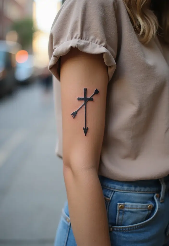 44+ Christian Tattoos For Women Unique: Creative Faith-Based Designs - 12. Arrow with a Cross