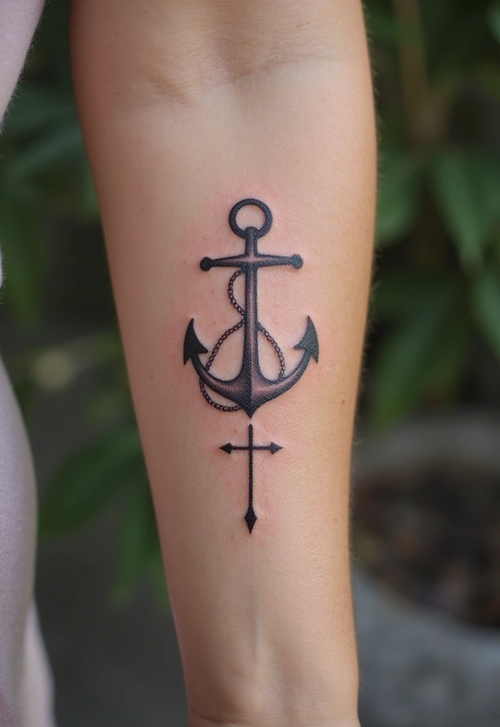 44+ Christian Tattoos For Women Unique: Creative Faith-Based Designs - 21. Anchor with a Cross